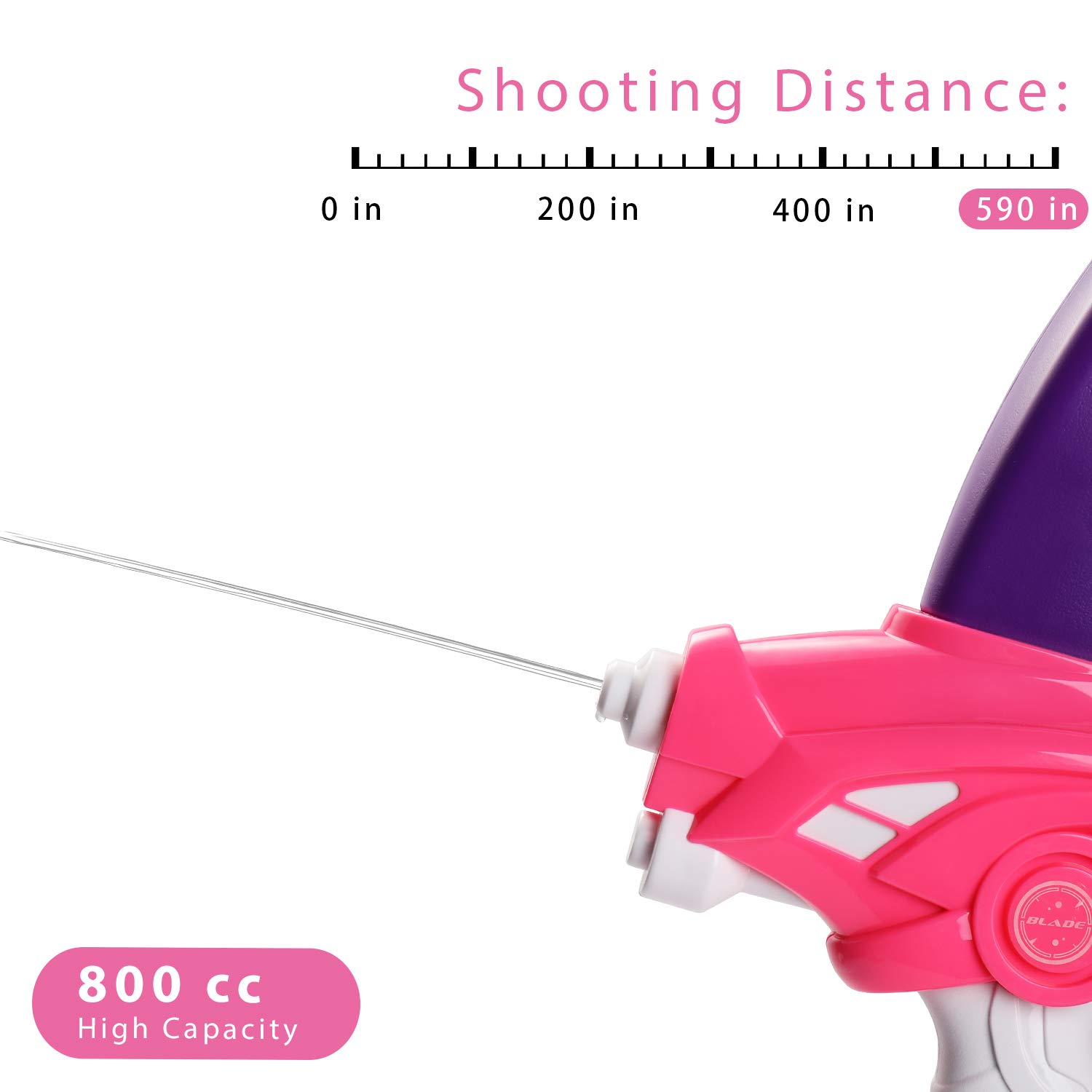 SainSmart Jr. Kids Squirt Water Gun Bow Toy with Swimming Goggle, Super Soaker Blaster Games Summer Outdoor Yard Activity with Capacity 800CC for Kids and Teens, Pink