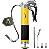UTOOL 8000 PSI Heavy Duty Pistol Grip Grease Gun Kit, 14 oz Capacity | 18 Inch Resin Flex Hose, 2 Basic Coupler, 2 Extension Rigid Pipe and 1 Sharp Type Nozzle
