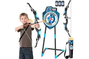 Kids LED Standing Archery Set with Bow & Arrows – Outdoor Sports Toy for Boys & Girls Ages 4-12, Safe & Fun Target Practice G