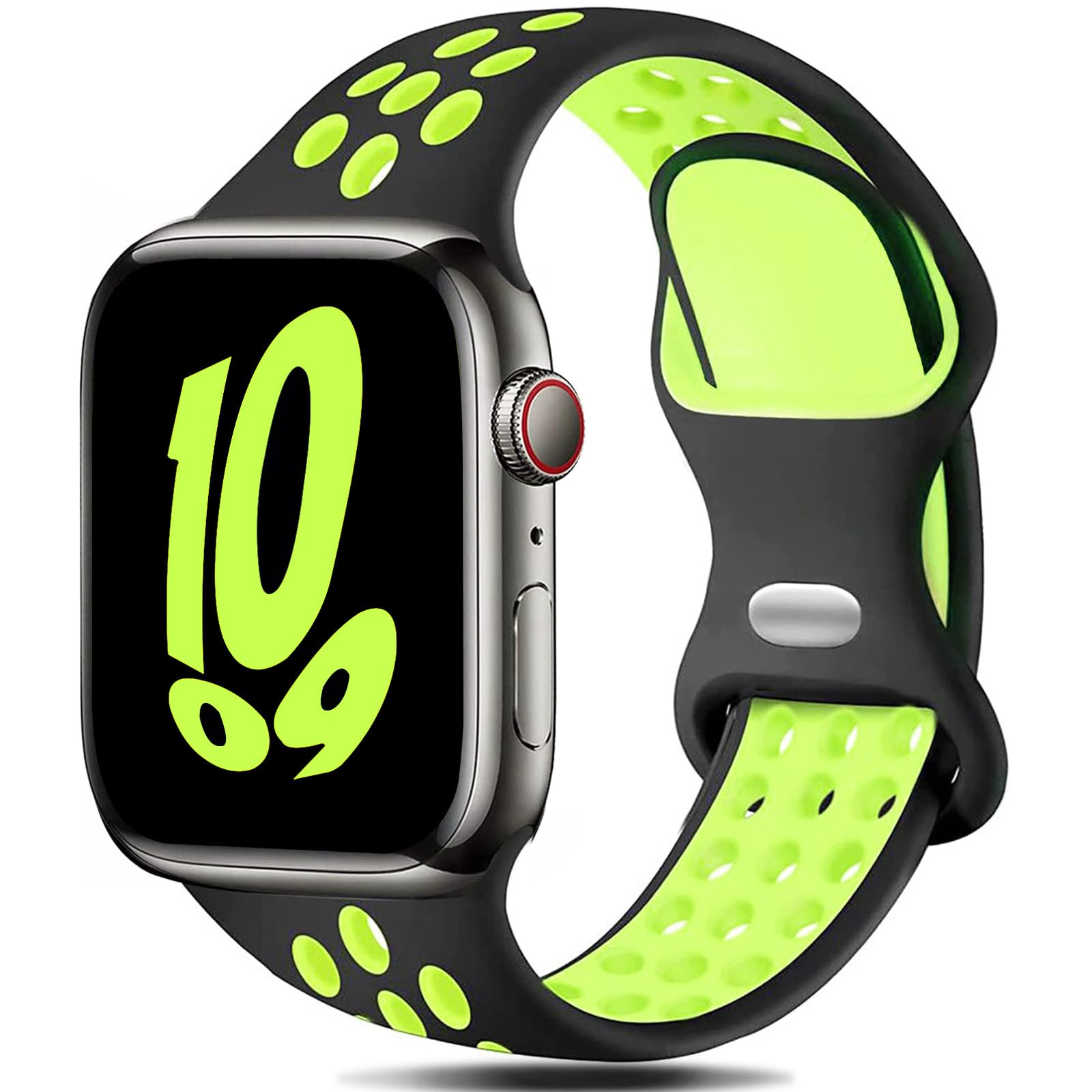 Sport Strap Compatible with Apple Watch Straps 44mm 42mm 45mm 46mm 49mm 41mm 40mm 38mm,Breathable Silicone Sport Band Replacement for iWatch Series Ultra 10/9/8/7/6/5/4/3/2/1/SE Men Women