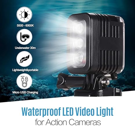 TOPTOO Luz LED Impermeable para Video Luz de Buceo 5500-6000K ...
