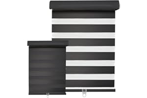 Hauz 2084BLKCD - 20" x 84" Cordless Light Filter Blinds - Practical and Stylish Window Coverings for Privacy and Lighting Con