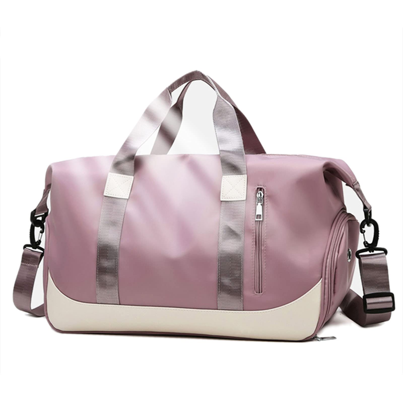 Keyck Travel Bag for Women & Men, Sports Gym Duffel Bag Overnight Weekend Bag Shoe Compartment Wet Pocket, Lightweight Waterproof Large Holdall Travel Bag for Teenager Swimming Camping, Pink Purple
