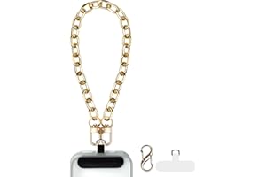 BFSD·DM Phone Charm, Cell Phone Wrist Strap for Women,2× Pads, Hands-Free Wrist Strap,Phone Chain,Compatible with Most Smartphones (Big round gold)