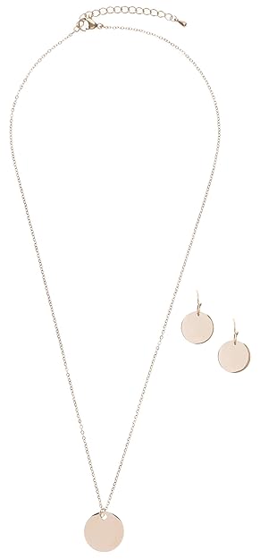Happiness Boutique Damen Schmuckset in Rosegold | Kleine Ohrringe und Kette mit Kreisanhänger im Geometrischen Minimalist Design