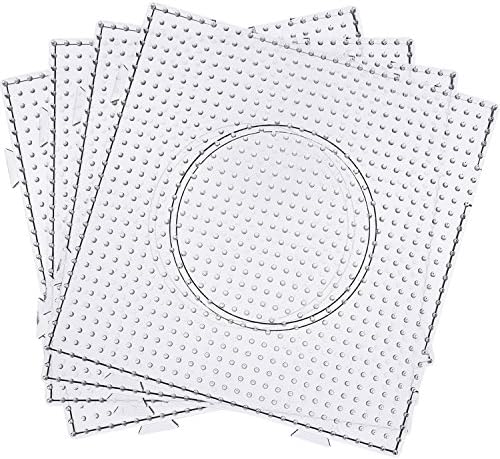 Maxdot 5 mm Large Square Fuse Beads Boards Clear Plastic Pegboards for Kids Craft Beads (4 Pieces)