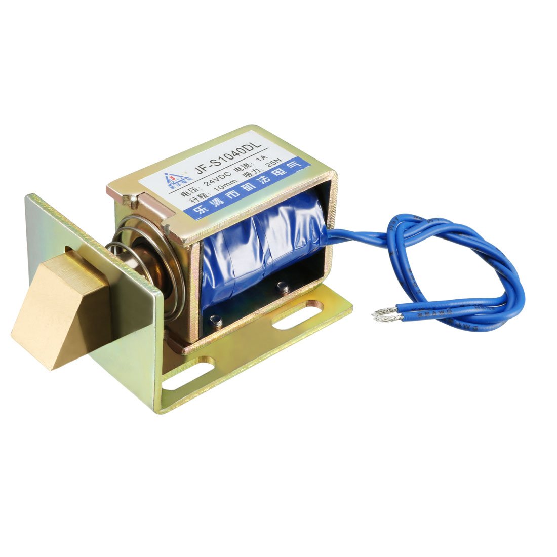 sourcingmap Eelectric Door Lock Solenoid,DC 24V 25N 10mm Stroke,Pull Type,Open Frame,Solenoid Electromagnet Lock with Mount Board,Linear Motion,JF-S1040DL