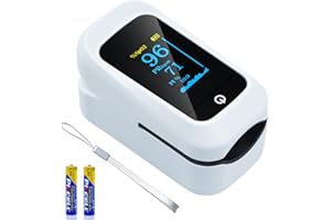 PULSE OXIMETER, Fingertip Pulse Oximeter with Color Display, Includes 2 AAA Batteries, Lanyard and User Manual for Gym, Hikin