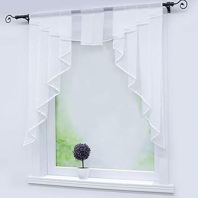 Buy Joyswahl Sheer Valances Curtains Voile Swag Curtain Rod Pock Pleated Roman Shades For Kitchen Living Room Bedroom Dining Decor 1pc White W31 X H31inch Online In Turkey B07vpdv38h