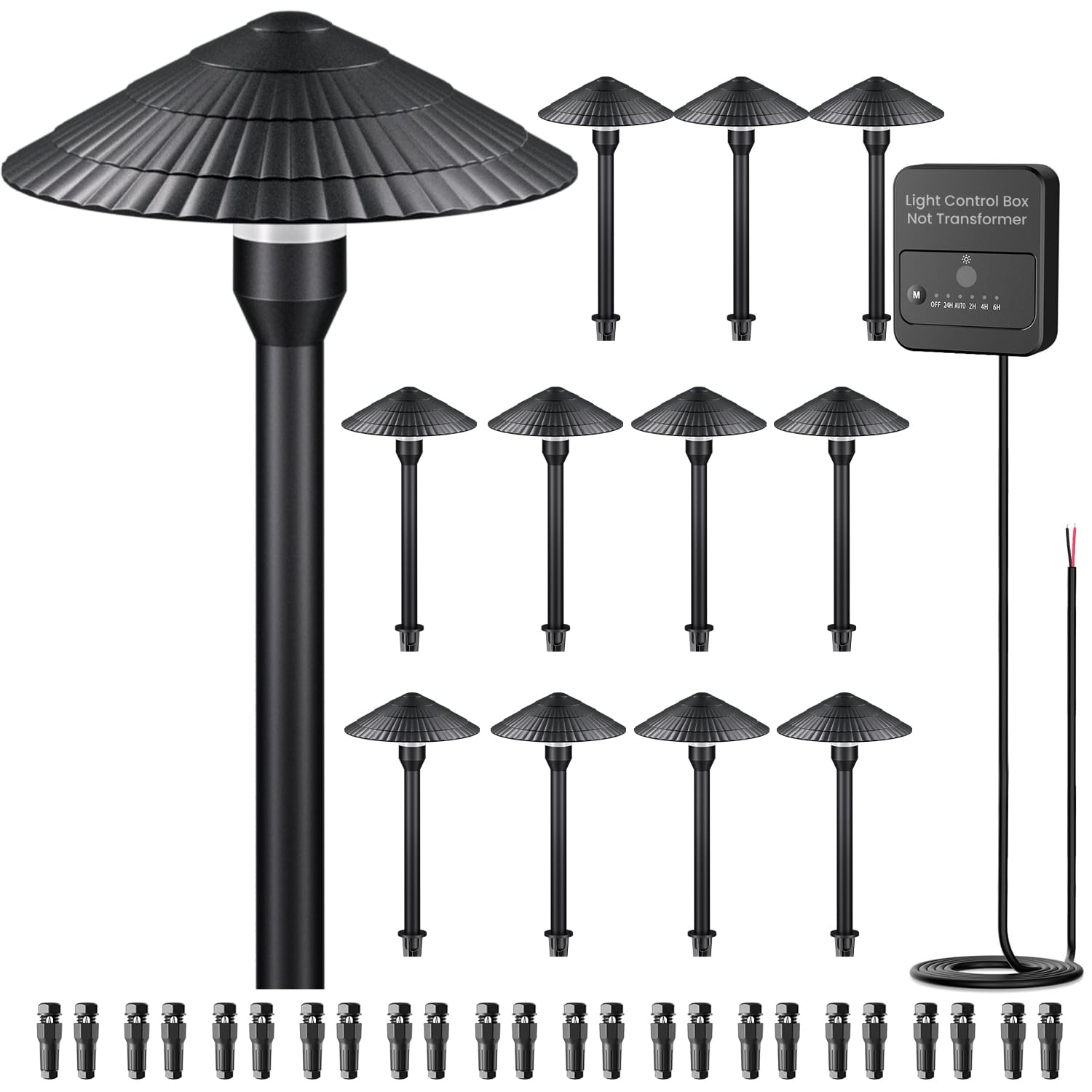 Photo 1 of SOROP Low Voltage Landscape Lighting 5W Dusk to Dawn Timer 2700K Warm White Cast-Aluminum Pathway Lights 12-24V IP66 Waterproof Landscape Path Lights Wired for Walkway Garden Yard 12 Pack