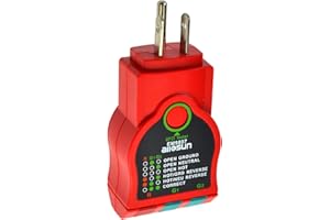 allsun GFCI Outlet Tester AC Electrical Outlet Receptacles Socket Tester 125V~60Hz Power Socket Electric Circuit Polarity Voltage Detector Circuit Analyzer Wall Plug Breaker Finder(EM9807)