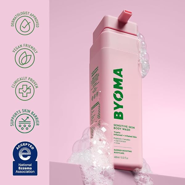BYOMA SENSITIVE BODY WASH – FOR DELICATE, IRRITATED SKIN – CREAMY, FRAGRANCE-FREE CLEANSER WITH COLLOIDAL OAT & UREA – SOOTHES & RELIEVES ITCHING – SKIN BARRIER SUPPORT – 16.9 FL OZ