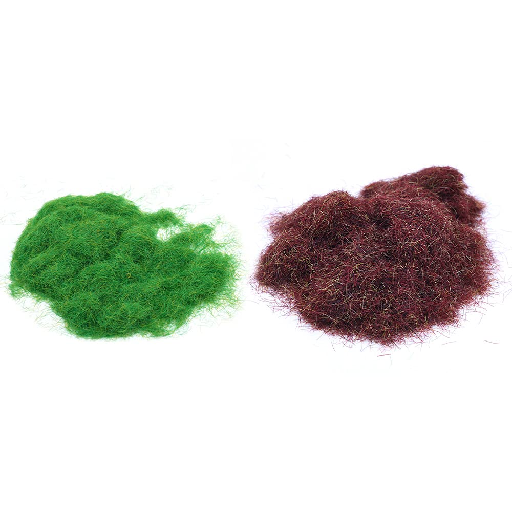 Tiardey 2 Kinds 80g Model Trees Model Static Grass,Powder Fake Grass for Aritificial Plants Model Train Scenery,Miniature Shrubs Bushes - Green and Brown
