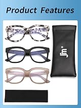 JM 3 Pack Oversized Reading Glasses Blue Light Blocking +3.0 Women view 7