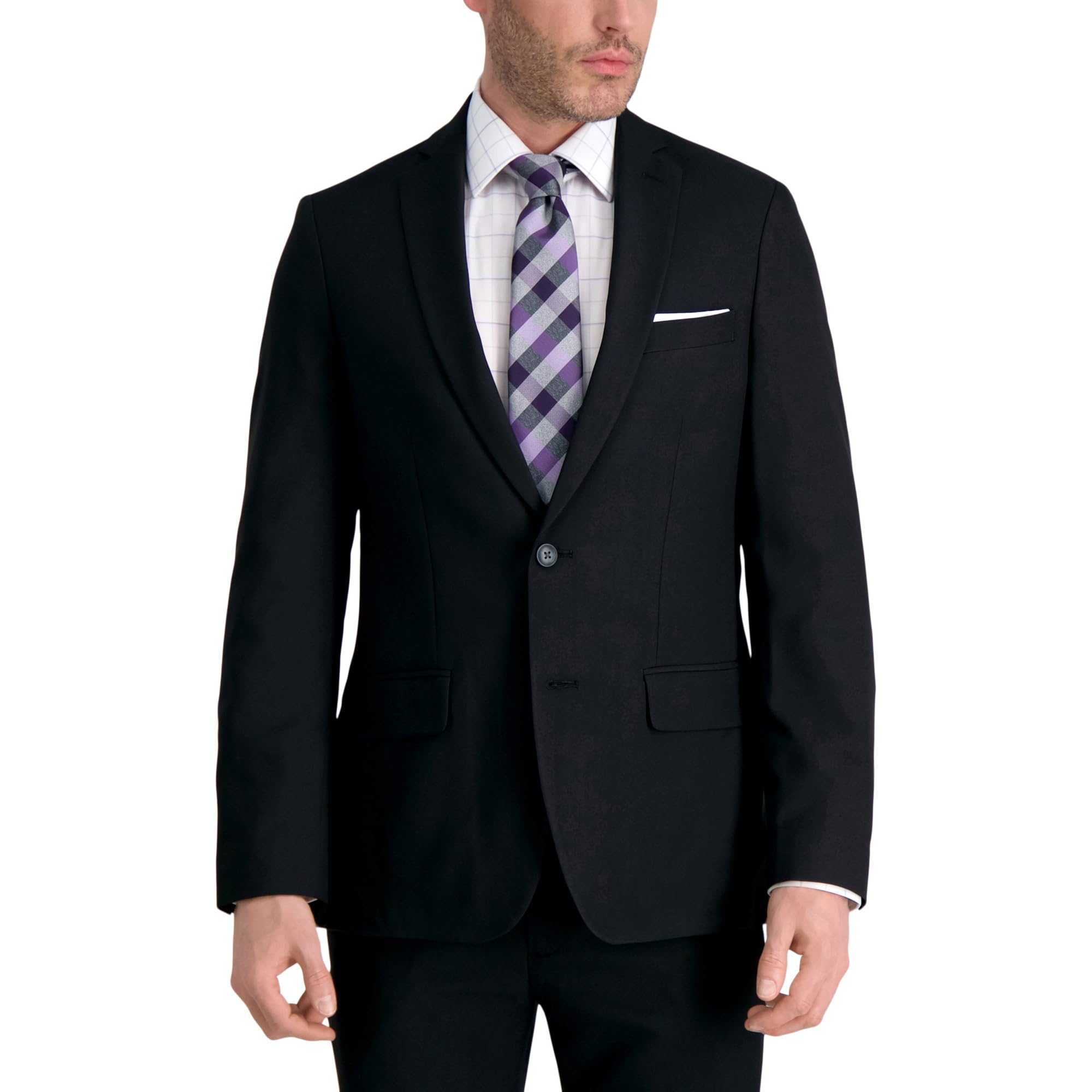 Haggar Men’s Smart Wash Performance Slim Fit Suit Separates-Pants & Jackets, Black-Jacket, 36