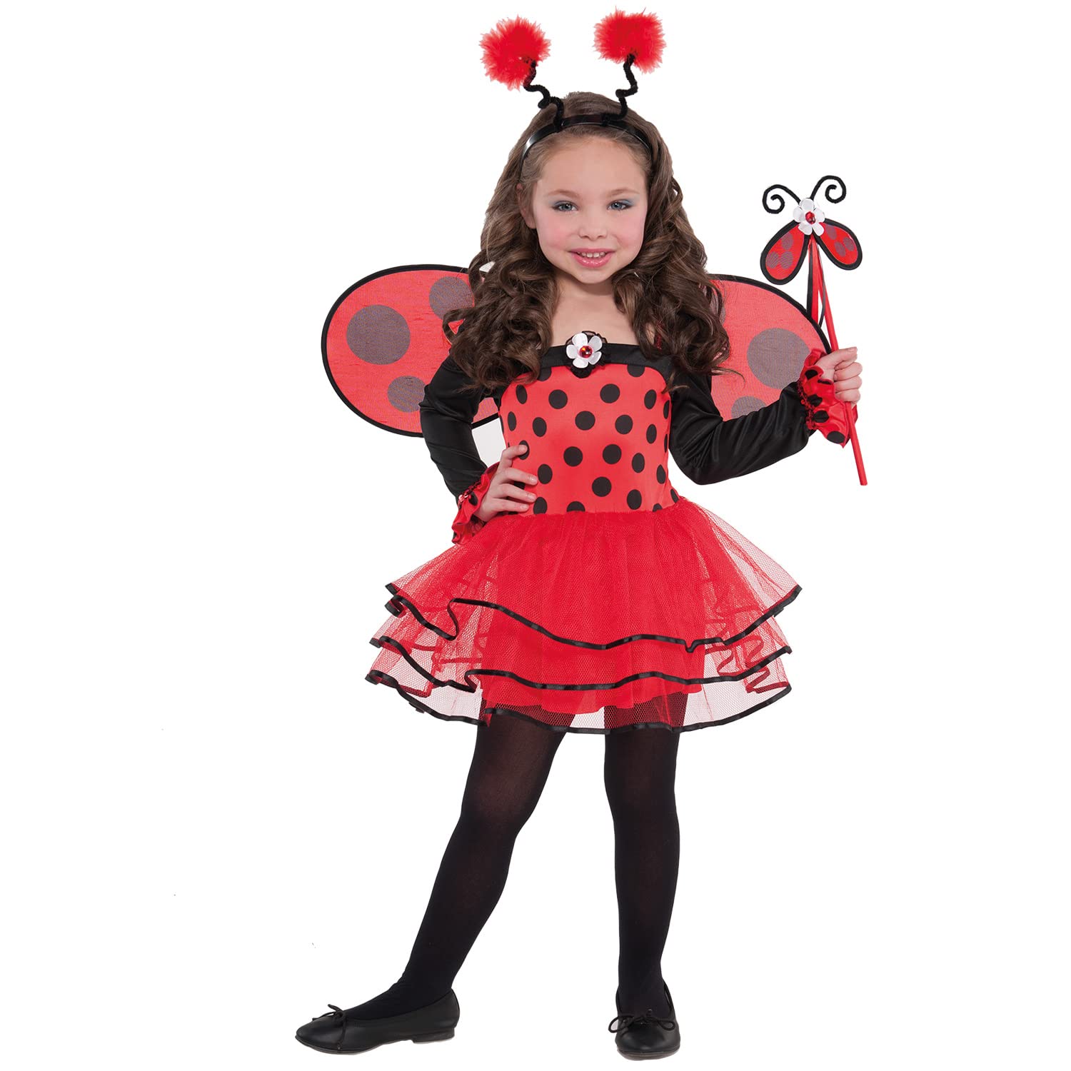 amscan 9918194 997655 Kids Ballerina Ladybird Bug Girls Costume, Red (Age 6-8 Years)