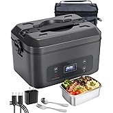 AIZOCO Cordless Electric Lunch Box for Adults, Heated Lunch Box Battery Powered with 5 Side Heating, Portable Food Warmer with 5.5 Cups Removable Container, Self-Heating Food Warmer for Work,GreyBlack