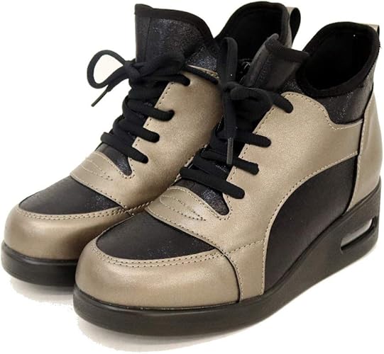 Amazon ポポラーレ ハイカットスニーカー 黒 ツートンカラー レディース サイドジップ付 レースアップスニーカー Popolare ポポラーレ スニーカー