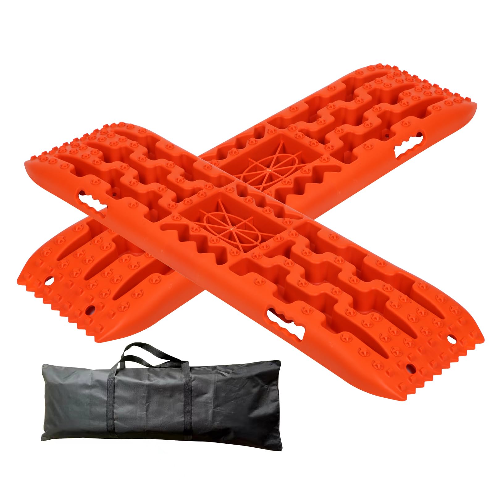 Photo 1 of ZEMIRO CHARGE Off-Road Traction Boards with Jack Lift Base, 2Pcs Recovery Tracks for Sand, Mud, Snow Tracks - Tire Traction Pads for RV Truck 4X4 Jeep SUV Emergency Tire Traction (Orange)