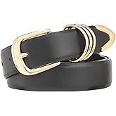 LEEXTON Women's Belts Leather with Gold Buckle Fashion Waist Belt for Ladies Casual Jeans Dresses