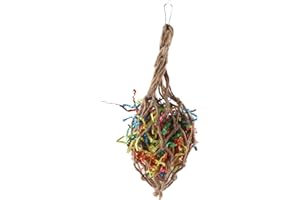 Parrots Shredded Paper Mesh Bag Colourful Non Toxic Harmless Bird Chew Toy for Parrots and Other Birds Hemp Rope Colourful Pa