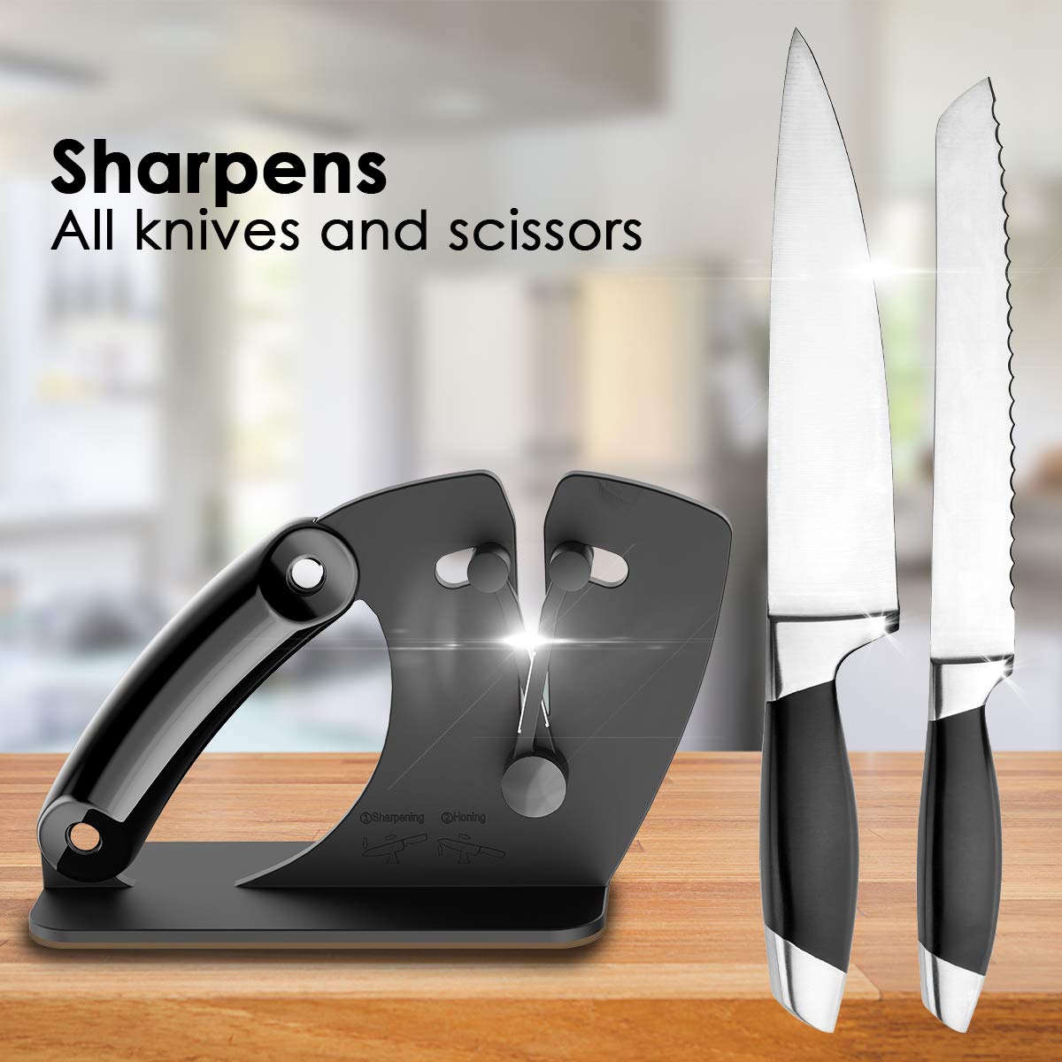 Knife Sharpener, LOFTER Upgrade Bracket Edge Kitchen Sharpener