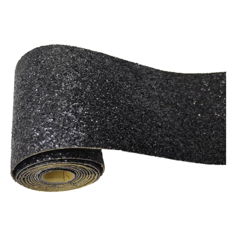 Dostear Chunky Glitter Wallpaper Border Peel and Stick wall Border Sticker Home Ceiling Decorative Border for Bathroom Living Room Kitchen Black Flash 10 X 200cm