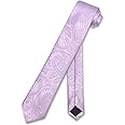 Vesuvio Napoli Narrow NeckTie Solid LAVENDER PURPLE Paisley 2.5" Skinny Neck Tie