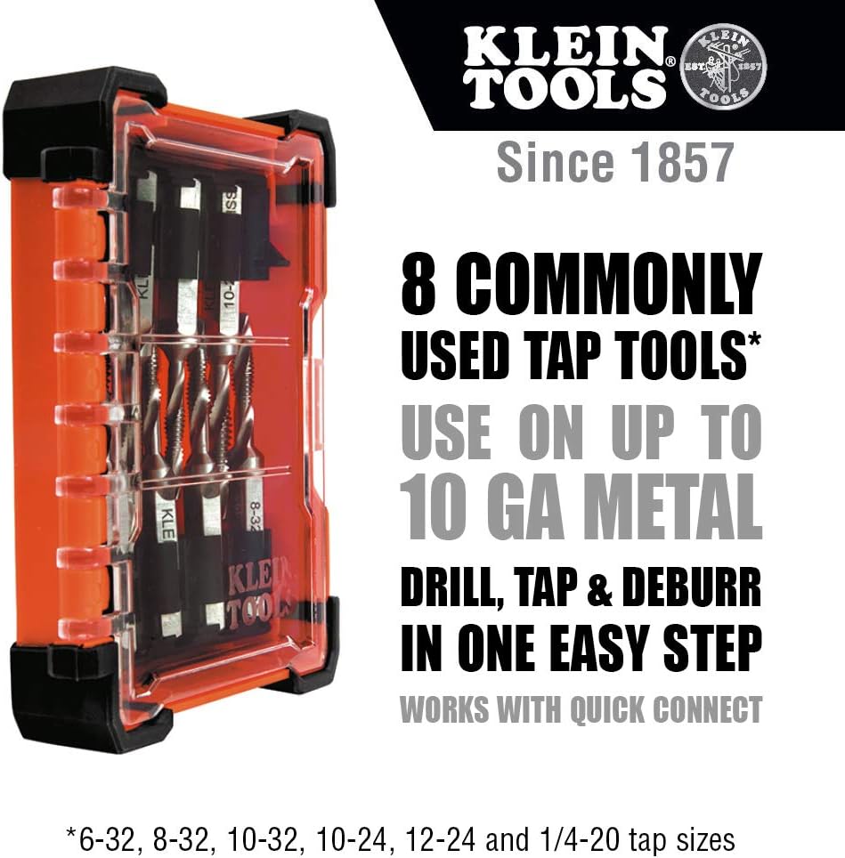 Tapping Drill Bit Set To Drill Tap Deburr Works With Quick Connect Power Tools 8 Piece Klein Tools Amazon Com