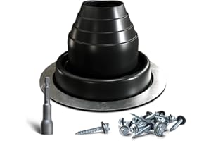 VIVIDA #2 EPDM Metal Roof Pipe Flashing Boot, Flexible Roof Jack Flashing Boot for Pipe OD 1-3/4" to 3-1/4", Screws & Hex Socket Included, Black, 1 Pack