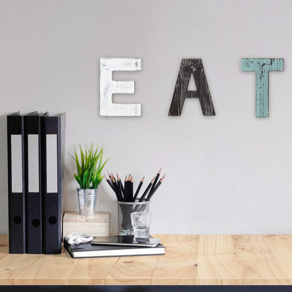 HEITIGN Rustic Wooden EAT Sign, Christmas Wood Hanging Rustic Multicoloured Cut-Out Wooden EAT Letters Wall Mounted Decorative Signs, Decorative Wooden Block Word Sign Christmas Decoration