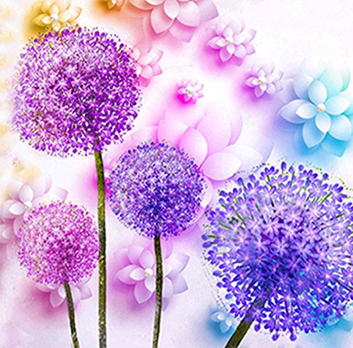 DIY 5D Diamond Painting by Number Kits Full Drill Rhinestone Embroidery Cross Stitch Pictures Arts Craft for Home Wall Decor - Dandelion 12 x 12inch