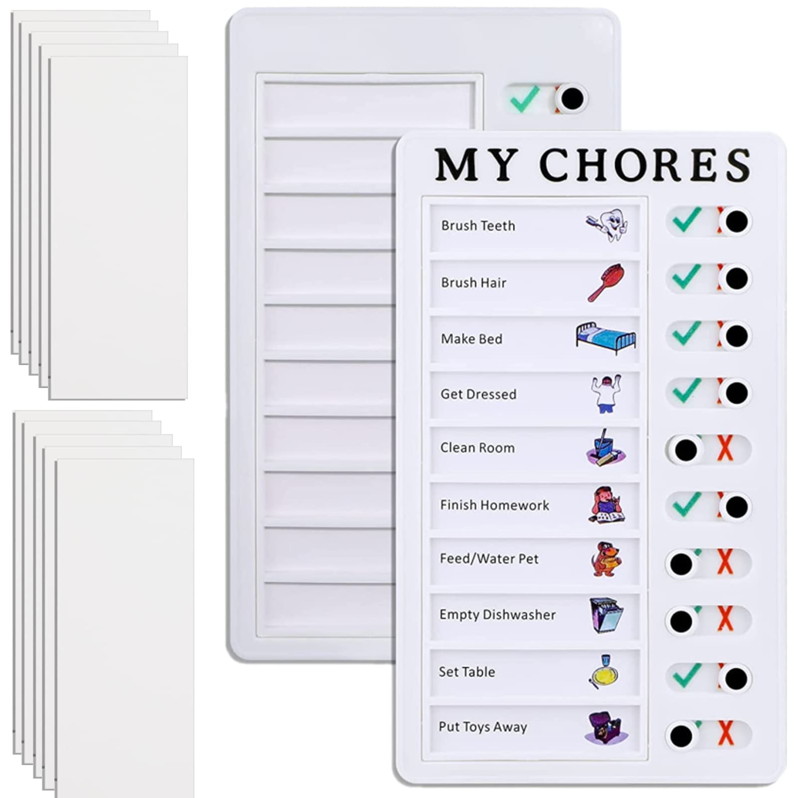 2 Pcs Daily Chart Planner Memo Checklist Boards with 10 Pcs Paper Plastic Board Chore Chart Reusable Daily Chart Planner Task Pad for Kids Adults Home Travel Planning Reminder Tool