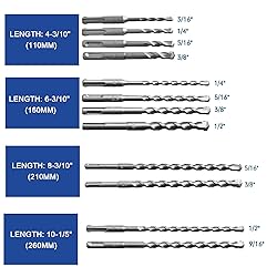 BHTOP 17 Pcs SDS Plus Rotary Hammer Drill Bits and