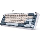 RK ROYAL KLUDGE R65 Wireless Mechanical Keyboard, 60% Keyboard with Knob | 60% RGB Gaming Keyboard with QMK/VIA, 3-Mode 2.4G/BT/Wired, Hot Swappable PCB, PBT Keycaps, 66 Keys, Cream Switch, Blue