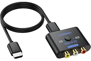 CAMWAY Upgraded RCA to HDMI Converter with HDMI Cable - Higher Quality Images 16:9/4:3 Conversion 1080P AV HDMI Audio Video A