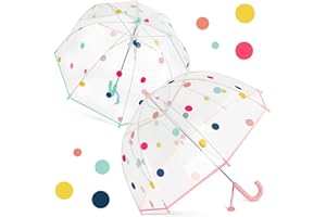 Fabbay 2 Pcs Kids Clear Bubble Umbrella Unicorn with Easy Grip Curved Handle Transparent Bubble Umbrella for Toddler Girls