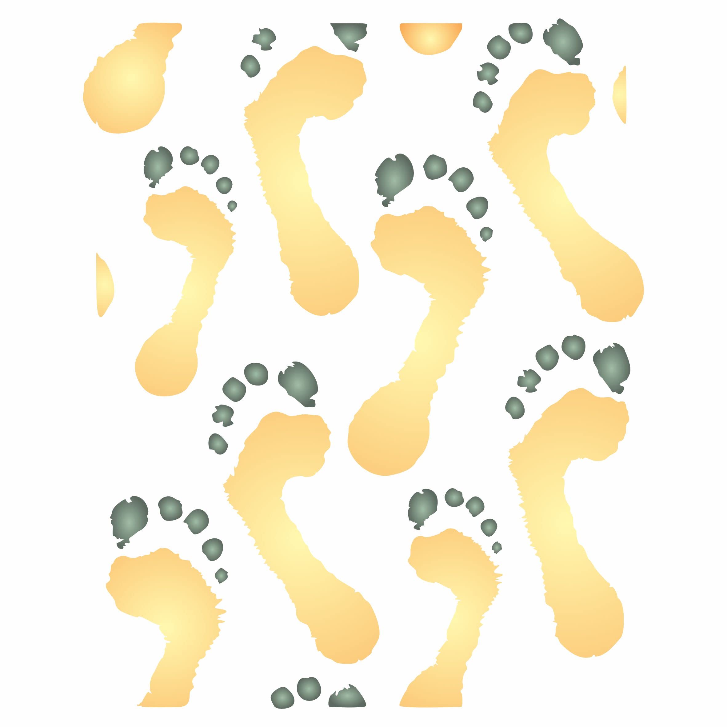 Footprint Stencil, 29.21 x 35.56 cm (L) - Human Foot Print Allover Wallpaper Pattern Stencils for Painting Template