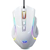 Redragon M602 Gaming Mouse, Ergonomic RGB Gaming Mouse Wired with 7200 Adjustable DPI, 9 Programmable Buttons, Professional Software for Gamer Office [White]