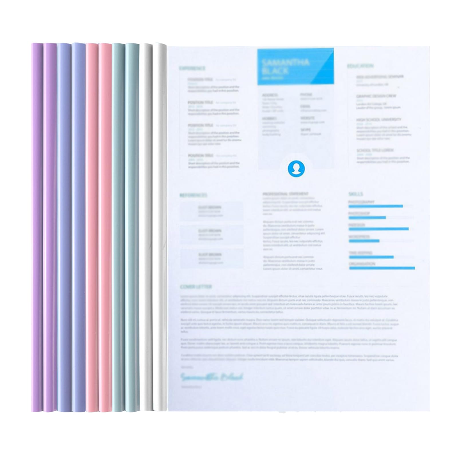 Cerioll A4 Report Cover, Transparent Sliding Bar Report Covers, 10 Sheets Plastic Report Covers with Sliding Bar, Transparent Sliding Folder, A4 Binding Folder