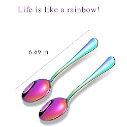 Rainbow Spoons,Soup Spoons,Set of 16 Top Food Grade