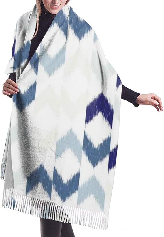 Bufanda grande abstracta étnica Ikat Chevron con nebuloso zigzag tema