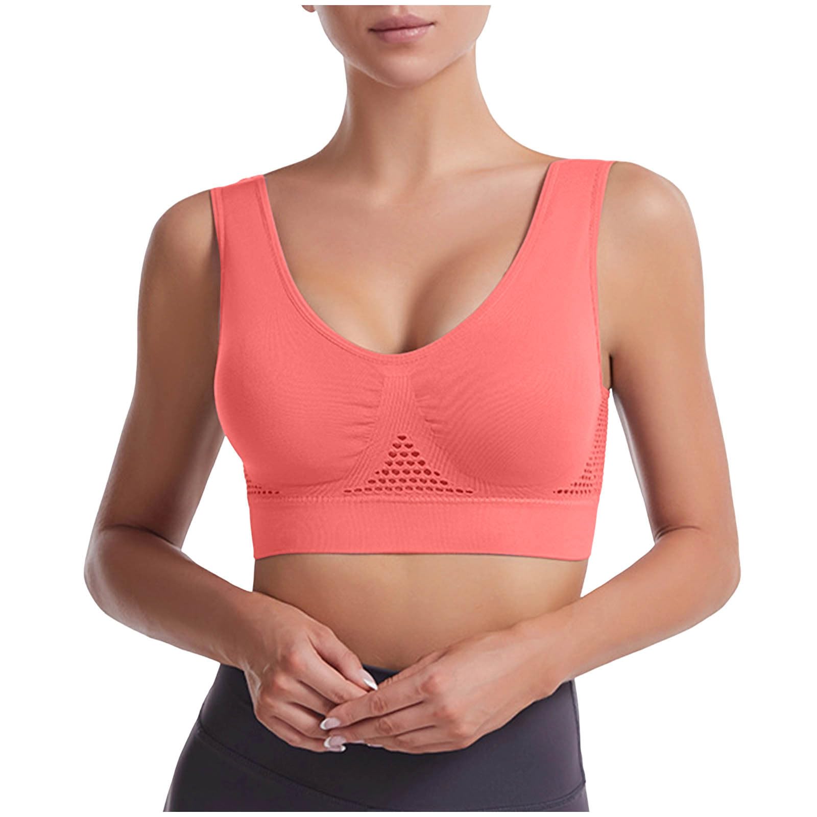 3PCS Sports Bra for Yoga Solid Colour Breath Mesh Running Bras Seamless Bras Unwired Comfy Stretchy Brassiere Workout Bra Every Day Underwear Plus Size S-5xl