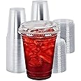 Green Direct 16 oz. Disposable Plastic Clear Cups with Strawless Sip Lids for Iced Coffee 50