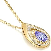 Birthday Jewelry Valentine's Day Gifts for Wife/Girlfriend - 14K Gold/White Gold Lab-Grown Moissanite/Emerald/Birthstone Pendant Necklaces for Women, Classic Style Non Tarnish 16"+2" Adjustable