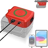 Fybemax Fast Wireless Charger Adapter for Milwaukee M18 18V Battery - with Type C & USB Output, Wireless Phone Charger (No Battery)