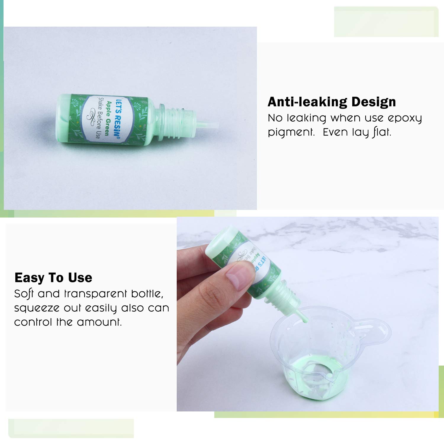 LET’S Resin 18 Colors Epoxy Pigment, Opaque Liquid Resin Colorant Each 0.35oz,Odorless Epoxy Resin Dye Solid Color Liquid Dye for Resin Jewelry DIY Crafts Art Making