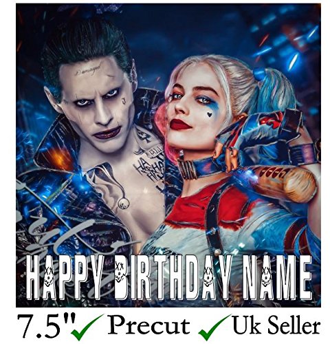 Le Joker Et Harley Quinn Inspire Glacage Comestible Pour Gateau Predecoupee Revision De Votre Commande Round 7 5inch Ajouter Options Cadeau 1 Personnaliser A La Section Accessoires De Decoration De Gateau Cuisine