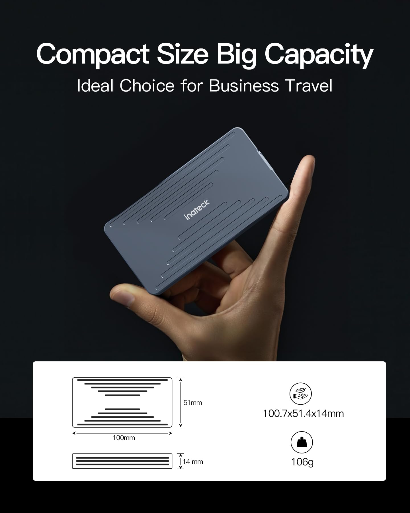 Inateck 40Gbps M.2 NVMe SSD-Gehäuse, Aluminium Festplattengehäuse, USB4.0/Thunderbolt 4, werkzeuglose Installation für windows 8/10/11, Mac OS, unterstützt 2230/2242/2260/2280 SSDs, M-Key, FE2028 6