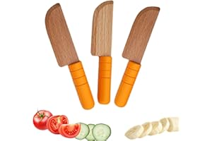 Nwsrayu 3 Pieces Wooden Kids Knife Toddler Knife for Chopping Kids Knifes for Cooking Toddler Knives Children's Safe Knives Cutting Veggies Fruits, Kitchen Tool for 3-10 Years Old